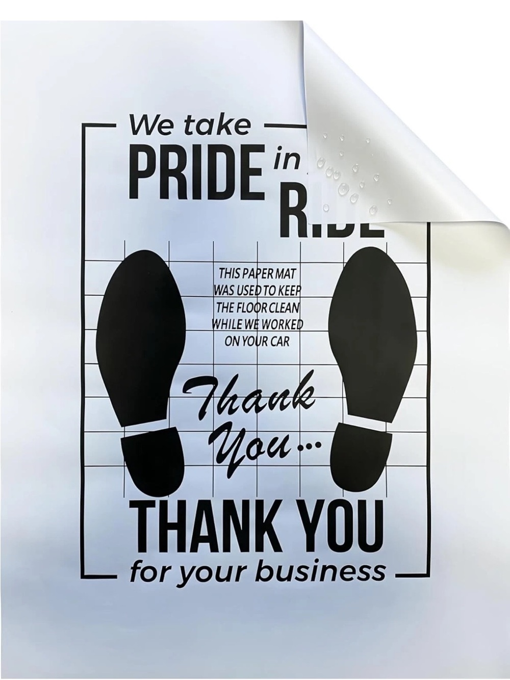 Floor Protection Paper Mat - White with Black Print - Thank You Design 100 each
